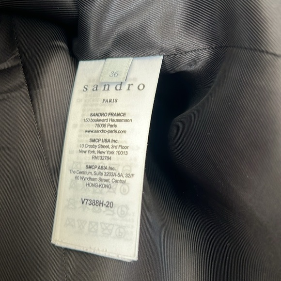 SANDRO PARIS Tailored Jacket With Velvet Pocket Size FR 36 - Picture 5 of 6